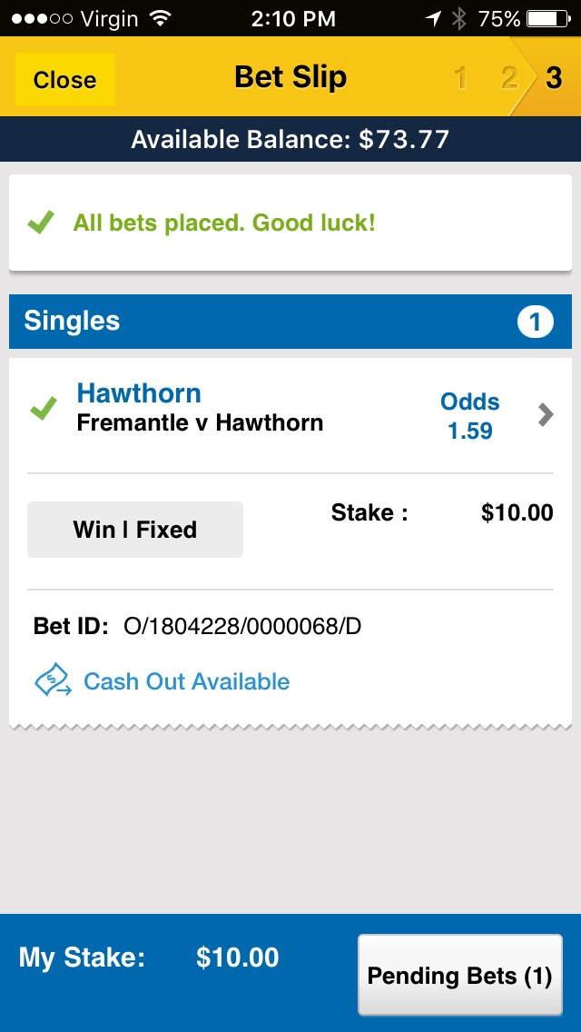 Hawthorn Fremantle bet